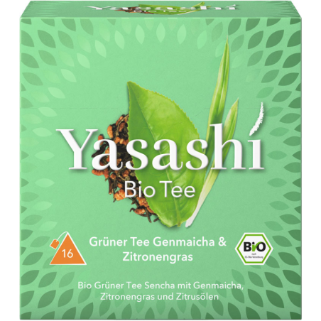 YASASHI BIO ZELENÝ ČAJ GENMAICHA & CITRÓNOVÁ TRÁVA 16x1,75g